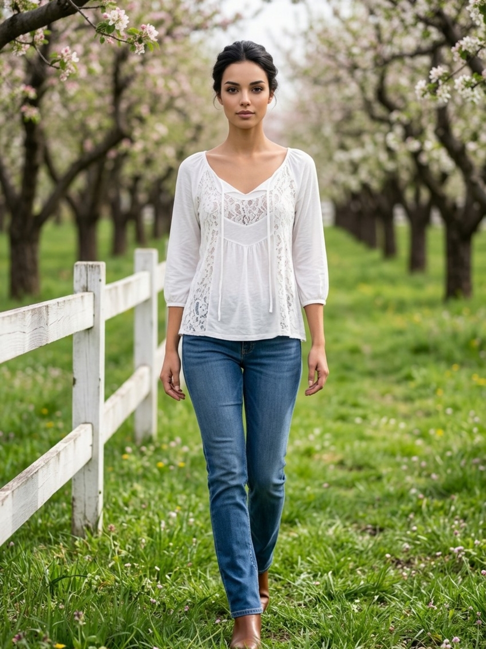 Charming Charlie White Knit Top with Embroidered Label